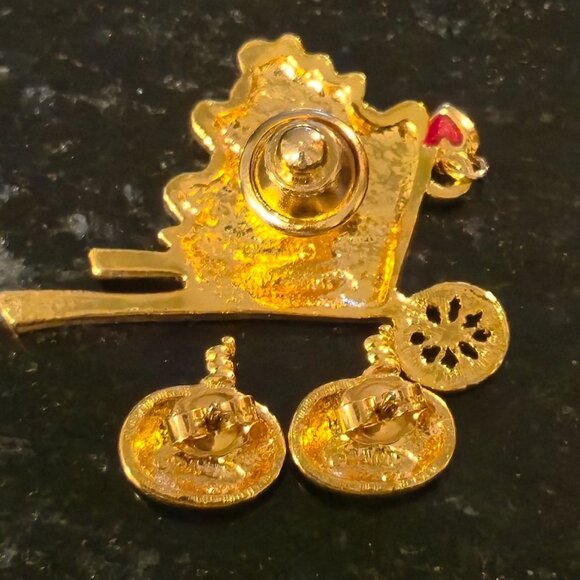 Vintage Avon Apples & Pumpkins Earrings Pin Fall Autumn  Jewelry set Rhinestone - Picture 5 of 7